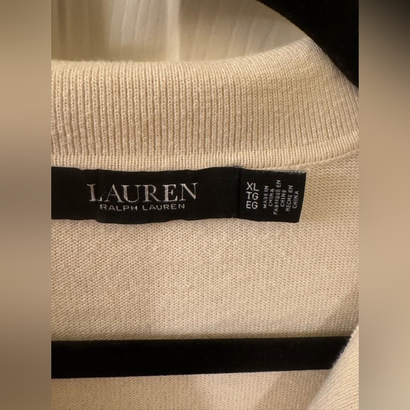 Ralph Lauren Cream V-Neck Sweater with Navy size XL - Picture 3 of 5